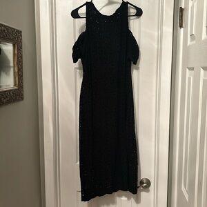 Black mid length formal lace dress